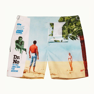 Short de bain décontracté pour homme, motif James Bond Dr. No, sublimation, séchage rapide, taille mi-haute, braguette boutonnée, longueur courte, 100 % polyester - Product Image 1