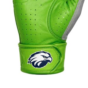 Lime Green & Navy Blue American Football Performance <b>Gloves</b> <b>with</b> Enhanced Sticky Palm for Adult Football Players - Product Image 4