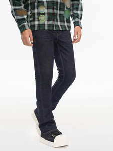 Jean en denim uni pour homme en coton de haute qualité, coupe droite, style streetwear américain, confortable, taille mi-haute, coupe ajustée, respirant, séchage rapide - Product Image 2