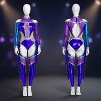 Tenue de majorette personnalisée pour adultes, combinaison de cheerleading brillante et légère, franges, strass, spandex/polyester, OEM