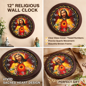 นาฬิกาแขวนผนังแบบสั่งทำพิเศษพร้อมคำอวยพรจากพระเยซู สำหรับวันคริสต์มาส วันแม่ และวันพ่อ - Product Image 2