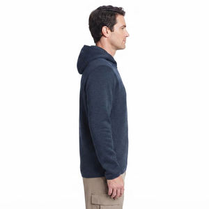 Heather Knit Fleece Hoodie Full Zip Sweater <b>Jacket</b> Cozy Winter Hooded Coat Gents Custom Outerwear Factory Direct Price - Product Image 3