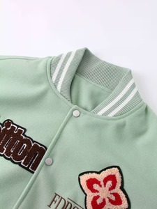 High Quality Custom Embroidery Breathable Eco-Friendly 100% Cotton <b>Fleece</b> <b>Lining</b> Varsity <b>Jacket</b> Men Baseball College Streetwear - Product Image 2