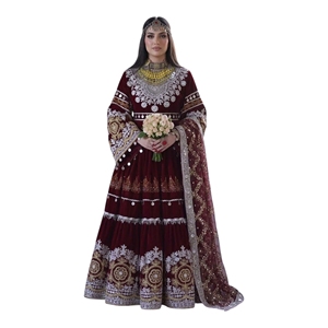 2026 Wholesale Prices Custom Designs Afghan Kuchi <b>Dress</b> Women Maxi Velvet Embroidery Afghani Wedding Party Casual <b>Dresses</b> Adults - Product Image 1