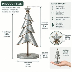 Rustic Galvanized Metal <b>Christmas</b> <b>Tree</b> Decor Tabletop Zinc Holiday <b>Tree</b> Figurine Vintage Winter Xmas Table Centerpiece Ornament - Product Image 4