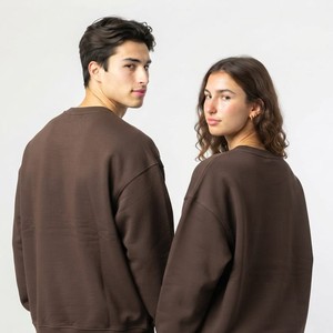 Sudadera de Lujo para Mujer, Oversize, Gruesa, de Color Liso, Cuello Redondo, Hombros Caídos, con Logotipo Personalizado, Tejida, Unisex, Ajuste Regular, para Otoño - Product Image 4