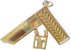 Jouet de collier maçonnique en or - Nouveau modèle Past Master, taille standard, plaqué or - Product Image 3