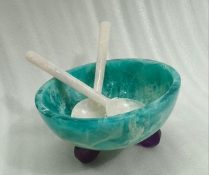 Juego de Tazones para Servir de Poliresina Ecológica con Diseño de Espiral Blanco, Vajilla Creativa Hecha a Mano para Fiestas, Ensaladas, Frutas y Bocadillos - Product Image 6