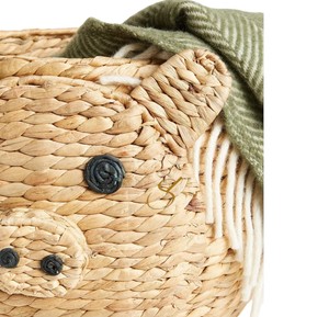 Handwoven Water Hyacinth Pig <b>Basket</b> Cute Animal Shaped Woven Toy Storage <b>Hamper</b> <b>for</b> Kids Room Decor - Product Image 3