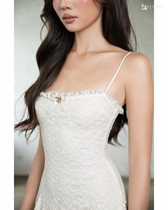Wholesale Women's Vintage <b>Stretch</b> <b>Lace</b> A-Line Mini Dress Spaghetti Strap ET3439 - Product Image 3