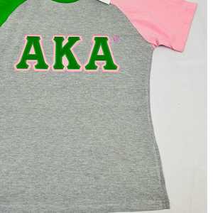 AKA Heather Grey Green Pink Premium Chenille Shirt Women Greek Letter Embroidered Color Block Crewneck High Quality Casual Top - Product Image 4