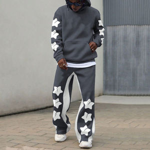 Nouveau survêtement d'hiver 2026 personnalisé, délavé, effet vieilli, coupe évasée, en coton 100% pur, épais, vente en gros, pas cher, pour homme - Product Image 2