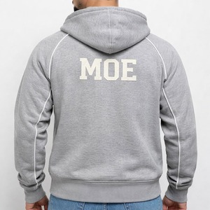Sweat à capuche zippé tendance pour homme en coton, style streetwear, coupe oversize, avec surpiqûres contrastées, veste décontractée, vente en gros OEM - Product Image 4