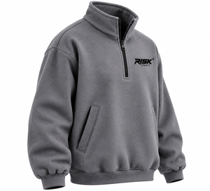 Gray Winter Half Zip Fleece <b>Hoodie</b> <b>Men</b> Regular Fit Pullover Sweatshirt Front Zipper Pocket 100% Polyester for <b>Running</b> Jogging - Product Image 2