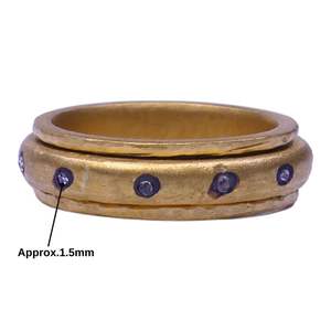 Bague tournante en diamant et pierres précieuses multicolores, classique et traditionnelle, dernière collection, pour fiançailles, mariage, fête, cadeau, en argent sterling plaqué or - Product Image 2