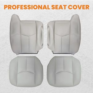 4 Fundas de Asiento Delanteras de Cuero Gris para Autos Chevy Silverado GMC Sierra 2003-2006 - Product Image 1