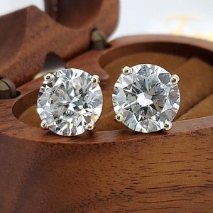Round Cut Lab Solitaire <b>Stud</b> VVS1 Moissanite Diamond 8 mm 14K White Gold Four Prong Round Earring IGI Certified for Men & Women - Product Image 5