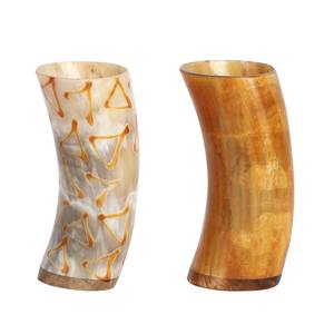 Verre à shot en corne de bœuf véritable de haute qualité, forme naturelle, style nordique, gravé à la main, motif animal, écologique, Noël - Product Image 2