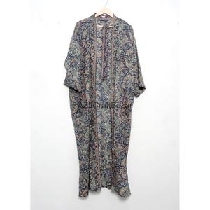 Bridal <b>Robe</b> Light Weight 100% Silk <b>Woman</b> Night Wear Long Indian Vintage Recycled Silk Sari Kimono Back Logo Summer Elegant - Product Image 6