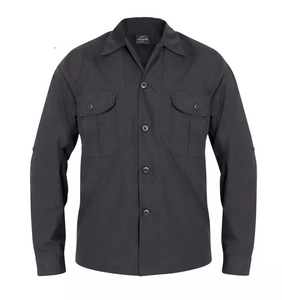 Chemise de travail en coton pour homme, noire, manches longues, poches poitrine, respirante, uniforme de travail tendance - Product Image 3