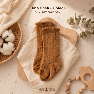 Bohopanna Elma <b>Sock</b> Golden Cotton Anti-Slip Kids <b>Socks</b> 0-1Y 1-2Y 3-4Y 5-6Y Unisex Boho Style Home Use - Product Image 2
