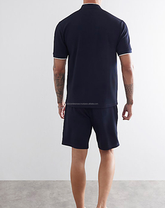Conjunto de camiseta de verano de 100% algodón para hombre, Jersey transpirable con cremallera, estilo informal para verano - Product Image 5