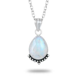 Collier Pendentif Bohème Chrétien de Haute Qualité en Pierre de Lune Arc-en-ciel, Monture Sertie, Argent Sterling 925 Massif, Bijoux Fins Faits à la Main - Product Image 2