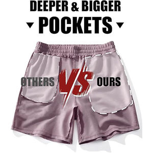 Shorts en toile superposés à double genouillère pour hommes, style baggy, pantalon de skateboard, streetwear le plus vendu, esthétique grunge décontractée - Product Image 2