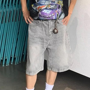 Shorts en jean délavé personnalisés avec logo, unisexe, style streetwear, coupe ample, vintage – Fournisseur - Product Image 3