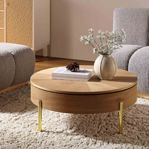 Mesa de centro cuadrada de mármol con base de madera de perfil bajo para un aspecto minimalista de alta gama, disponible a precios de mayorista. - Product Image 3