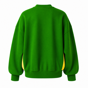 Sweat-shirt à col rond à manches longues pour femme, couleur vert-jaune, avec empiècements, de la sororité Chi Eta Phi, avec emblèmes grecs - Product Image 3