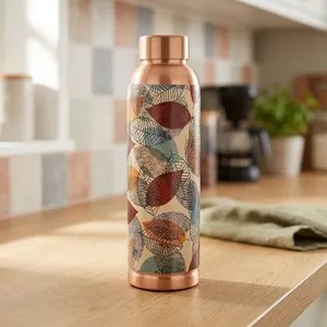 Floral Meenakari <b>Copper</b> <b>Water</b> <b>Bottle</b> with Screw Cap Traditional Handcrafted Design Reusable Drinking <b>Bottle</b> for Home Office - Product Image 6