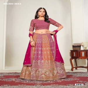 New Arrival Faux Georgette with Heavy Embroidery <b>Honey</b>-Comb Pattern Panel Lehenga-Choli & Dupatta Collection Supplier from India - Product Image 1