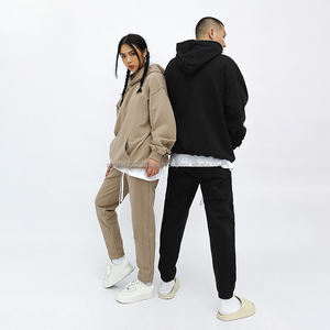 Sudadera de gimnasio para hombre, sudadera holgada de cuello redondo de peso pesado en blanco, Sudadera con capucha para hombre, sudaderas de tela de rizo con capucha de punto - Product Image 2