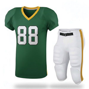 Custom American Football Jersey Set Green White Sublimated Moisture Wicking V-Neck Short Sleeve Men's Adult Team Uniform 88 - Product Image 1