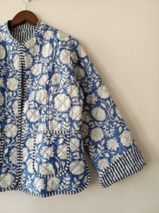 Veste réversible à motif floral, col en V, 100% coton, avec fermeture éclair, imperméable, pour l'hiver/été, pour l'extérieur - Product Image 4