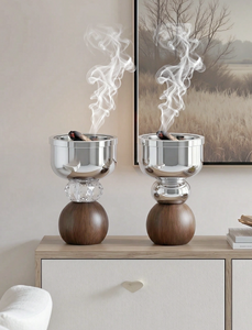 Luxury Wooden Base <b>Bakhoor</b> <b>Burner</b> with Metal Incense Cup Modern Charcoal Incense Holder for Home Decor & Gifting - Product Image 6