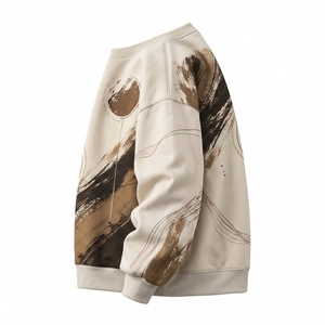 Sweat-shirt en molleton épais pour homme, imprimé graphique origami géométrique, coupe ample, col rond, style streetwear. - Product Image 3