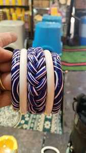 Juego de Brazaletes de Perlas de Imitación Rojas Lac con Rayas Blancas Doradas, Centro Trenzado, Joyería Étnica India Tradicional Vintage para Bodas - Product Image 2