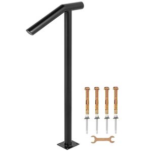 Rampe en acier noir élégante à poteau unique, capacité 441 LBS, vernis à chaud, pour marches extérieures et pièces d'escalier extensibles - Product Image 5