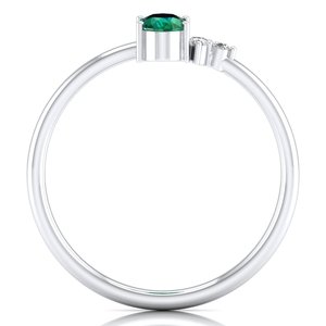 แหวน REYES ประดับมรกตทรงรี 0.5 กะรัต พร้อมเพชรโมอิสซาไนต์ ทองคำแท้ 14K สำหรับผู้หญิง ได้รับการรับรองจาก GRA เครื่องประดับชั้นดี - Product Image 4