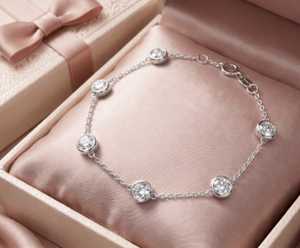 Betterstar High 18K White Gold D Colour VVS IGI Certified Lab Grown Diamond <b>Bracelet</b> Round Cut Setting Bridal Jewelry Factor - Product Image 2