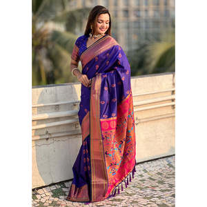 ผ้าไหมแพธานีสีม่วง วิโอเล็ต ซารี พร้อมผ้าคลุมไหล่พรีเมียม - Product Image 4