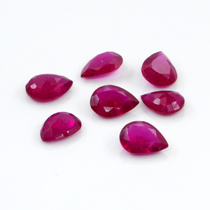 Rubis naturels de Bangkok, formes poire calibrées 7x9mm, pierres précieuses de rubis naturelles facettées en vrac pour la fabrication de bijoux, prêtes à l'emploi - Product Image 1