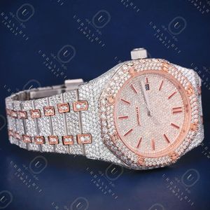 Reloj de Lujo Tonneau de Cuarzo, Acero Inoxidable con Incrustaciones de Diamantes, Detalles en Oro Rosa, Pantalla Analógica, Cierre Desplegable, 41 mm, Unisex - Product Image 3