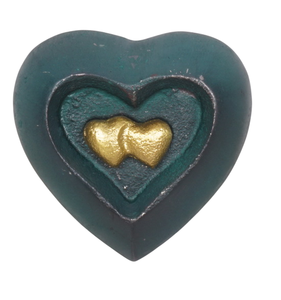 Heart Shape American Style Cremation Urn DEEP GREEN ANTIQUE with Gold Hearts Customizable Designs <b>for</b> Adult - Product Image 2