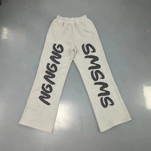 Y2K Streetwear ácido lavado hombres Flare pantalones de chándal venta al por mayor Flare pantalones de chándal francés Terry algodón hombres Street Flare pantalones de chándal - Product Image 5