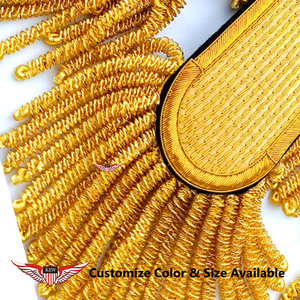 Épaulettes brodées vintage écologiques KEW en fil de bullion jaune, personnalisables, accessoire vestimentaire de luxe en fil métallique - Product Image 2