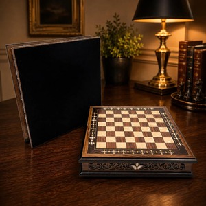 Tableros de ajedrez de madera ecológicos, portátiles, con piezas de ajedrez impresas en caja de madera, juego de ajedrez de mesa. - Product Image 5