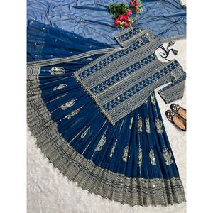 Lehenga XL de Diseño para Fiesta con Bordado de Lentejuelas y Ribete Elegante - Product Image 1
